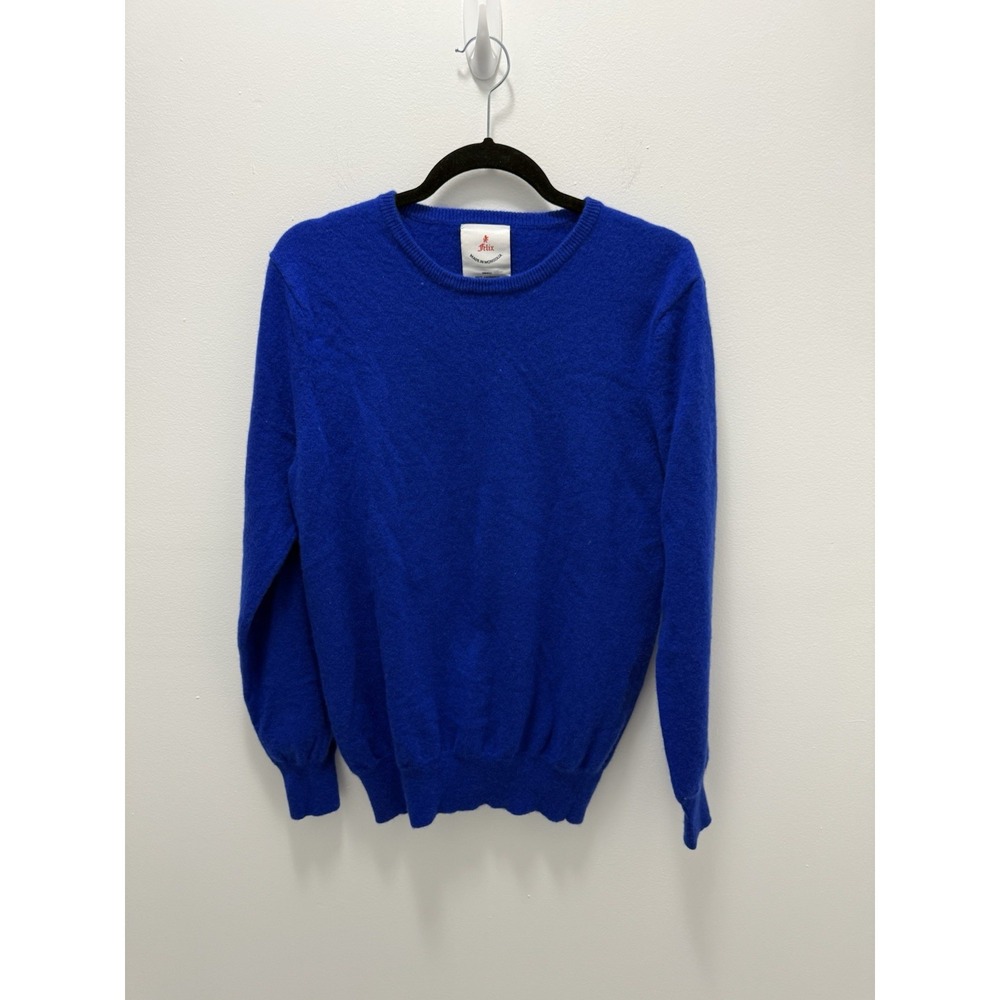 Felixā 100% Cashmere Sweater Women's Small Blue Crew Neck Pullover Mongolia